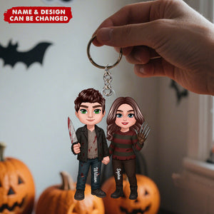 Halloween Horror Theme Couple Matching Personalized Acrylic Keychain