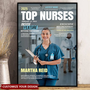 Top Nurses Magazine Cover Gift, Custom Nurse Photo Poster