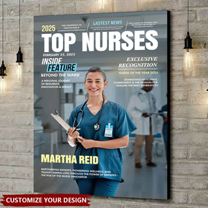Top Nurses Magazine Cover Gift, Custom Nurse Photo Poster