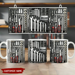 Tool Box Mechanic Personalized Mug, Father's Day, Gifts for Men, Toolkit