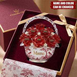 Toile De Jouy Flower Basket - Personalized Acrylic Block Plaque, Gift For Mom