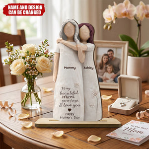 Mom Never Forget I Love You - Personalized 2-Layered Wooden Plaque, Mother's Day Gift For Mom