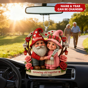 Personalized Growing Old Together Old Dwarf Couple Love Acrylic Car Ornament