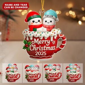 Snowman Family - Personalized Christmas Acrylic Ornament