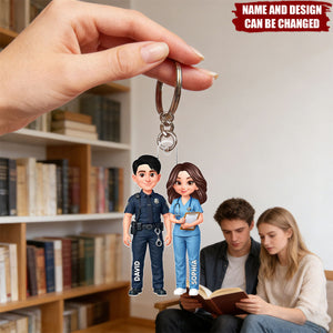Police & Nurse Couple - Personalized Keychain, Gift for Couple, for Him, for Her