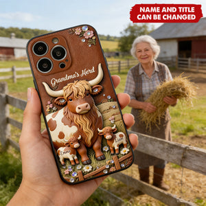 Grandma's Herd- Personalized Leather Phone Case