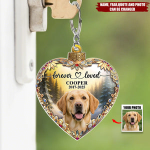 Custom Photo Forever Loved Memorial Dog Cat Family - Personalized Acrylic Keychain