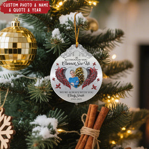 Always On Our Minds Forever In Our Hearts - Personalized Glass Photo Ornament With Silver Cap