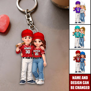 Baseball Couple I'll Always Be Your Biggest Fan - Personalized Keychain, Gift for Couple