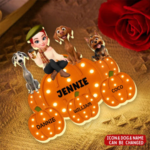 Fall Season Dog Mom Marquee Pattern Texture Pumpkins Personalized LED Light Box