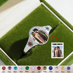 Personalized Photo Birthstone Custom Ring