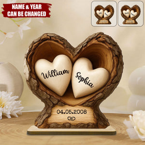 Custom Wooden Tree Hole Heart - Personalized Wooden Plaque - Gift for Couple