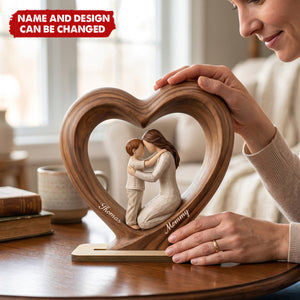 Mom and Daughter Son - Personalized 2-Layered Wooden Plaque, Mother's Day Gift for Mom, Wife
