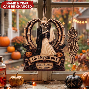 Love Never Dies - Personalized Wooden Ornament, Gift For Couples