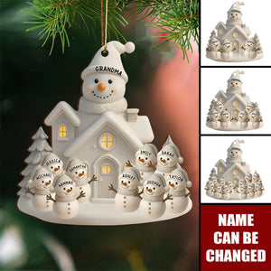 Celebrate Warmth And Joy With Snowman Family - Personalized Wooden Ornament