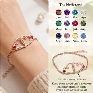 Double Birthstone Heart - Personalised Birthstone Beautiful Bracelet