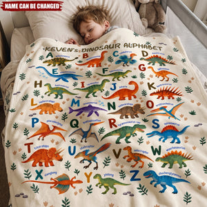 Dinosaur Alphabet Custom Name - Personalized Blanket, Gift for Baby and Toddlers
