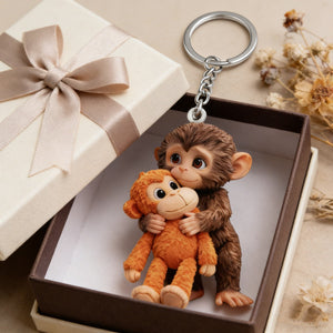 Punch The Monkey Hug - Acrylic Keychain