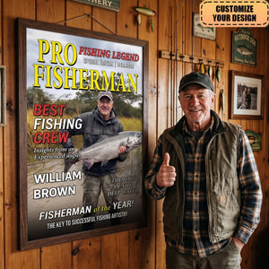 Custom Photo Magazine Vertical Poster - Personalized Birthday Fishing Gifts For Family