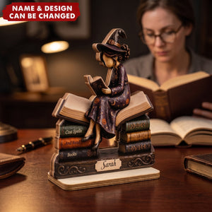 Just A Witch Who Loves Books - Personalized 2-Layer Wood Plaque