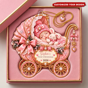 Baby's First Christmas Ornament – Personalized Stroller-Shaped Acrylic Keepsake