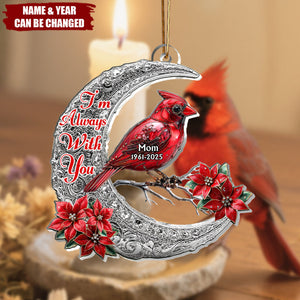 Memorial Cardinal Silver Moon - Personalized 1-Layer Acrylic Ornament