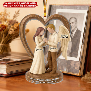 Couple Memorial Wooden Figurines - Personalized Christmas Acrylic Ornament