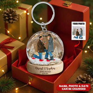 Our First Christmas Engaged Keepsake - Personalized Acrylic Keychain