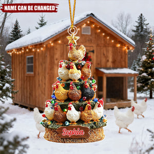 Chicken Christmas Tree - Personalized Christmas Acrylic Ornament