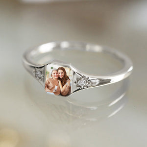 Personalized Memorial Photo Birthstone Custom Ring