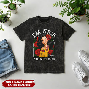 In A World Filled With Princesses Be A Chingona Hispanic - Personalized Acid Wash T‑Shirt