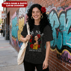 In A World Filled With Princesses Be A Chingona Hispanic - Personalized Acid Wash T‑Shirt