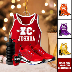 3D Effect Cross Country Runner - Personalized Christmas Acrylic Ornament