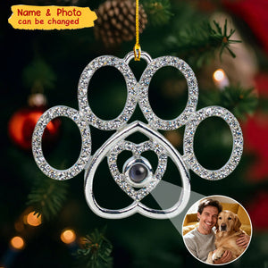 Paw-Shaped Keepsake - Personalized Photo Projection Ornament