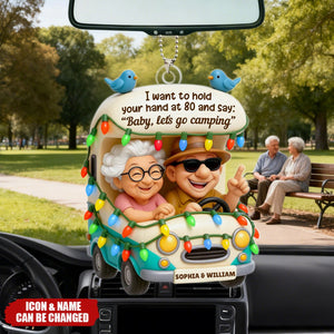 Baby Let's Go Camping Old Couple - Personalized Acrylic Car Ornament