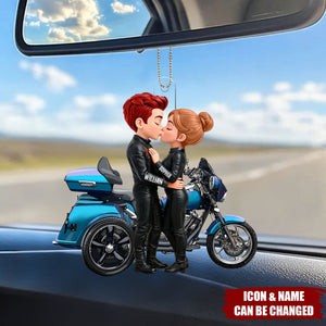 Biker Couple - Personalized Acrylic Car Ornament - Sentimental Gift for Her, for Him