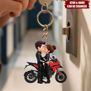 Biker Couple - Personalized Acrylic Keychain - Sentimental Gift for Her, for Him
