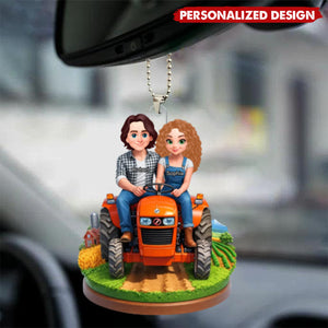 Farmer Couple - Personalized Car Ornament - Gifts for Couple, Him And Her