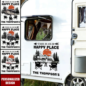 This Is Our Happy Place Custom Family Name - Camping Personalized RV Decal