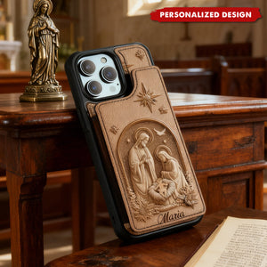 Personalized Christian Fully Printed Wallet Phone Case - The Holy Family