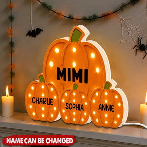 Grandma Little Pumpkins Marquee Pattern Effect Flat Personalized LED Light Box, Cozy Fall Vibe Home Decoration