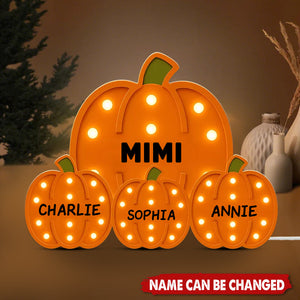 Grandma Little Pumpkins Marquee Pattern Effect Flat Personalized LED Light Box, Cozy Fall Vibe Home Decoration