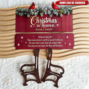 Christmas In Heaven - Personalized Memorial Wooden Bench