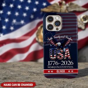 Custom Name Faith, Family & Freedom America 250 Years Patriotic Phone Case