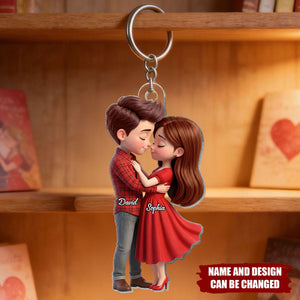 Romantic Love Couple - Personalized Acrylic Keychain - Sentimental Gift for him, for her