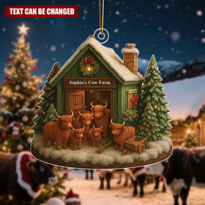 Highland Cow Farm - Personalized Christmas Acrylic Ornament