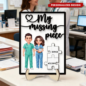 Personalized 2-Layered Wooden Plaque - My Missing Piece Couple Occupation - Valentine's Day Gift for Him, Gift for Her