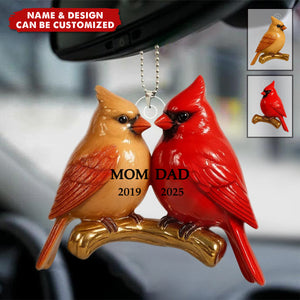 Vintage Nostalgic Cardinals Memorial Dad Mom - Personalized Acrylic Car Ornament