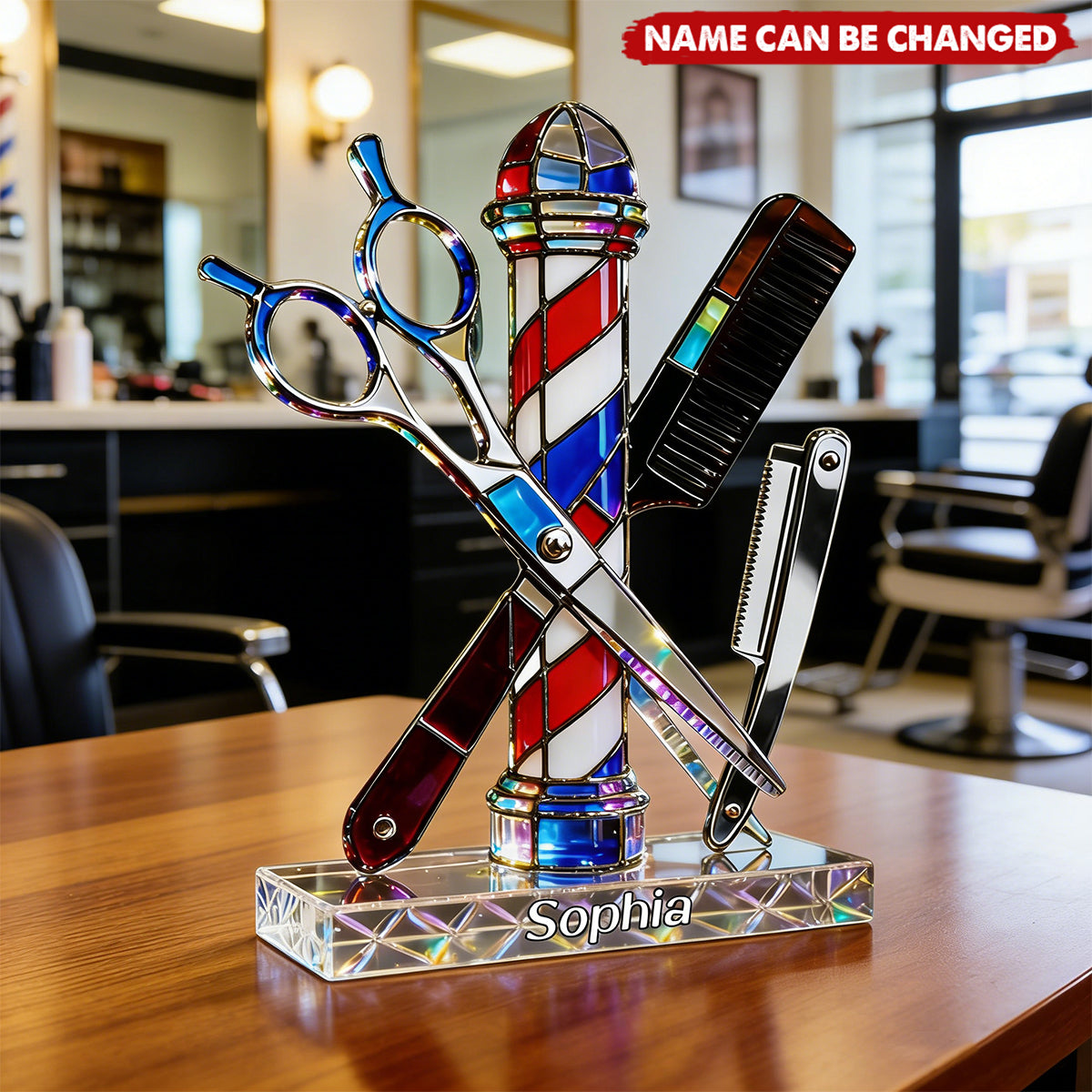 Custom Hair Stylist Acrylic Plaque, Barber Shop Salon Desk Decor Acrylic Block