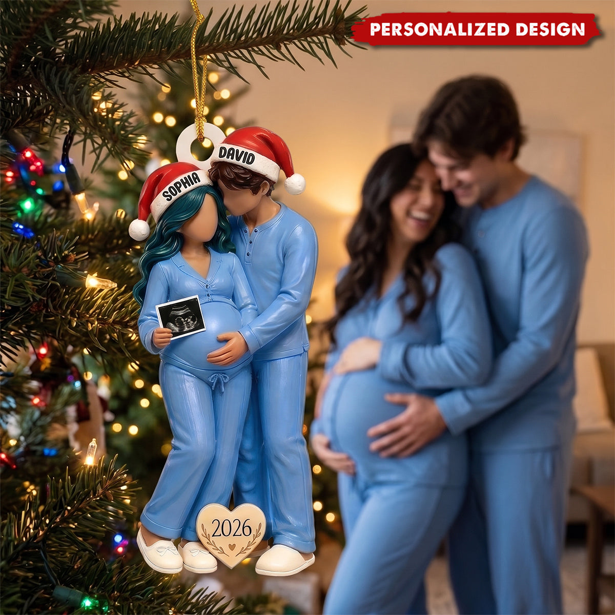 Personalized Expecting Parents Christmas Ornament - Custom Baby Ultrasound Keepsake